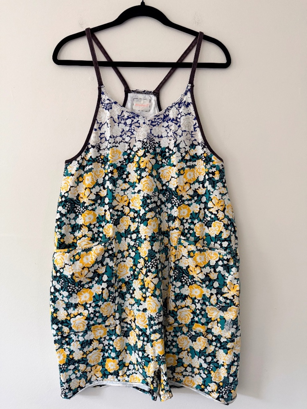 Free People Movement Hotshot Romper Short Floral Pockets Athleisure Sporty Comfy